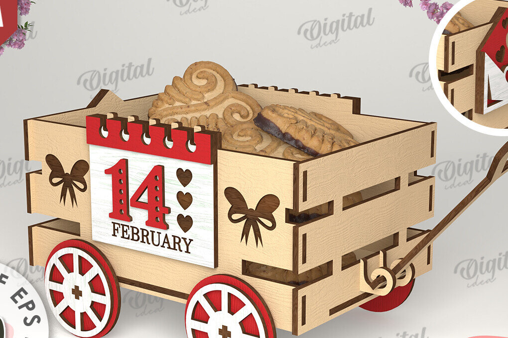 Σετ των 2 Intra απο ξύλο plywood 3mm-4mm πάχος – Κοπή λέιζερ για την ημέρα του Αγίου Βαλεντίνου Δίασταση  20x20 cm INTRAFABR-111354958