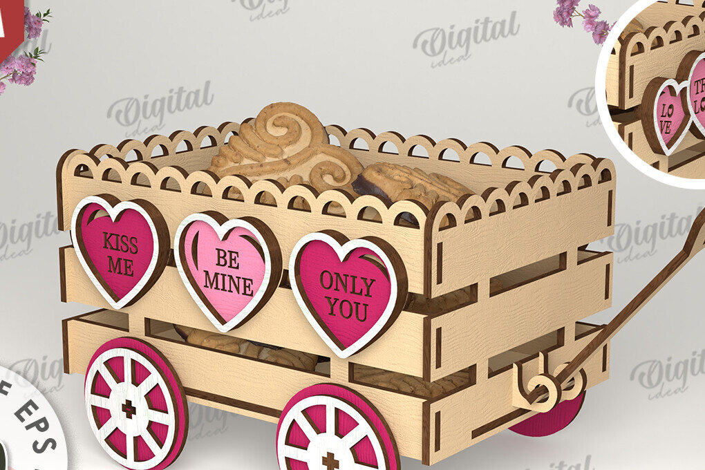 Σετ των 2 Intra απο ξύλο plywood 3mm-4mm πάχος – Κοπή λέιζερ για την ημέρα του Αγίου Βαλεντίνου Δίασταση  20x20 cm INTRAFABR-111354998