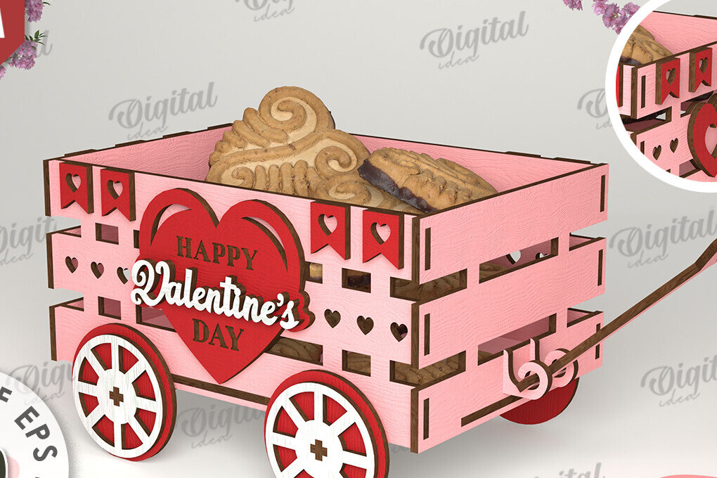 Σετ των 2 Intra απο ξύλο plywood 3mm-4mm πάχος – Κοπή λέιζερ για την ημέρα του Αγίου Βαλεντίνου Δίασταση  20x20 cm INTRAFABR-111354816