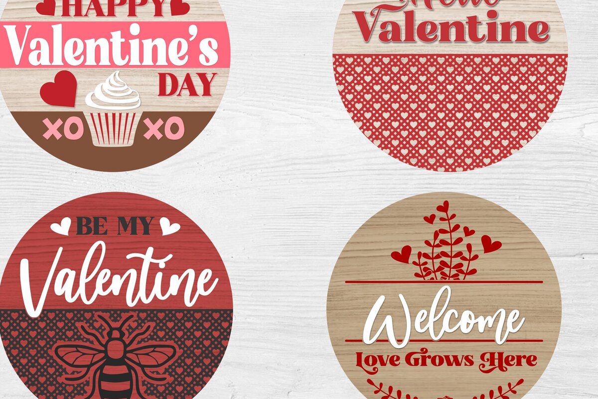 Σετ των 2 Intra απο ξύλο plywood 3mm-4mm πάχος – Σημάδια καλωσορίσματος για την ημέρα του Αγίου Βαλεντίνου Δίασταση  20x20 cm INTRAFABR-114191754