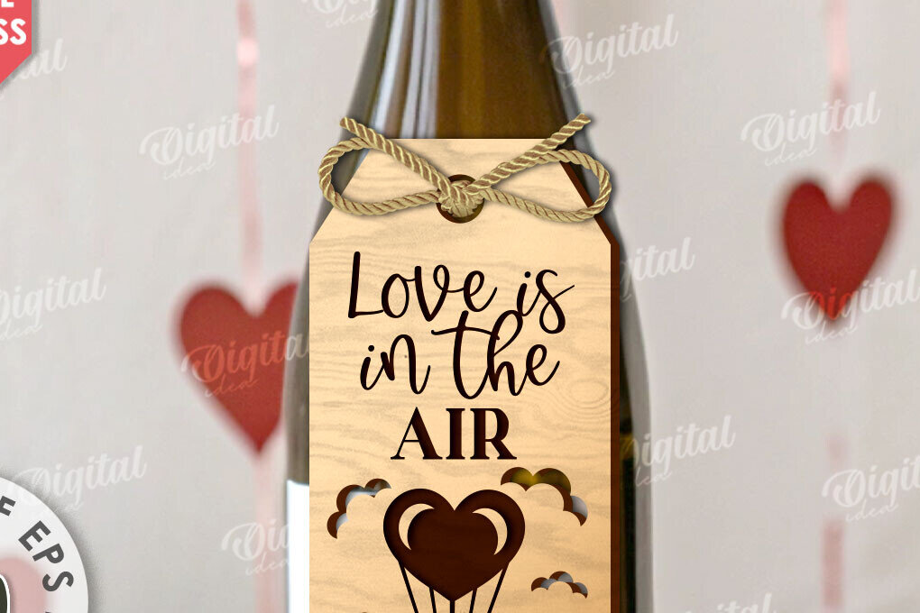 Σετ των 2 Intra απο ξύλο plywood 3mm-4mm πάχος – Ημέρα του Αγίου Βαλεντίνου Ετικέτα μπουκαλιού κρασιού με λέιζερ Δίασταση  20x20 cm INTRAFABR-111597487