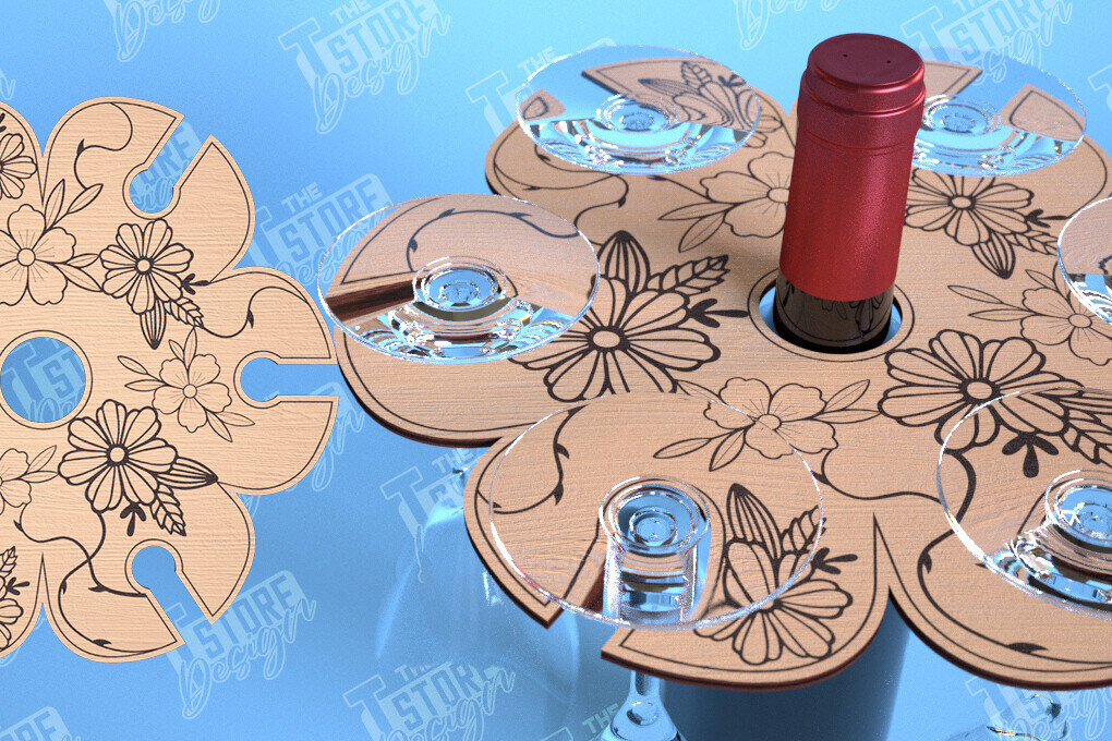 Σετ των 2 Intra απο ξύλο plywood 3mm-4mm πάχος – Ημέρα του Αγίου Βαλεντίνου Wine Butler Cut Laser Δίασταση  20x20 cm INTRAFABR-114957396