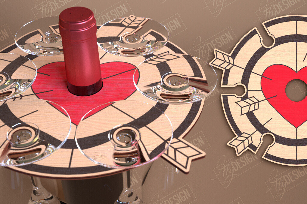 Σετ των 2 Intra απο ξύλο plywood 3mm-4mm πάχος – Ημέρα του Αγίου Βαλεντίνου Wine Butler Δίασταση  20x20 cm INTRAFABR-114818047