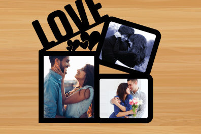 Σετ των 2 Intra απο ξύλο plywood 3mm-4mm πάχος – Λέιζερ με ξύλινη κορνίζα για την ημέρα του Αγίου Βαλεντίνου Δίασταση  20x20 cm INTRAFABR-89953486