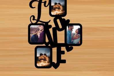 Σετ των 2 Intra απο ξύλο plywood 3mm-4mm πάχος – Λέιζερ με ξύλινη κορνίζα για την ημέρα του Αγίου Βαλεντίνου Δίασταση  20x20 cm INTRAFABR-89953646