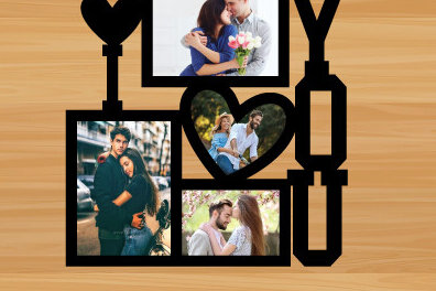 Σετ των 2 Intra απο ξύλο plywood 3mm-4mm πάχος – Λέιζερ με ξύλινη κορνίζα για την ημέρα του Αγίου Βαλεντίνου Δίασταση  20x20 cm INTRAFABR-89953866