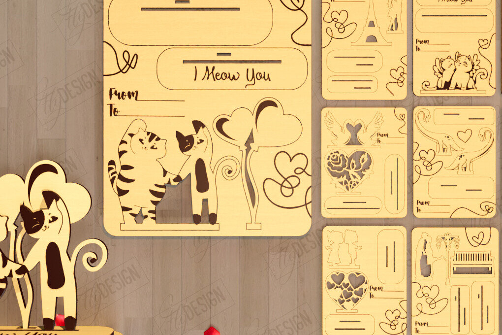 Σετ των 2 Intra απο ξύλο plywood 3mm-4mm πάχος – Πακέτο ξύλινων καρτών για την ημέρα του Αγίου Βαλεντίνου |Δώρο Δίασταση  20x20 cm INTRAFABR-110261627