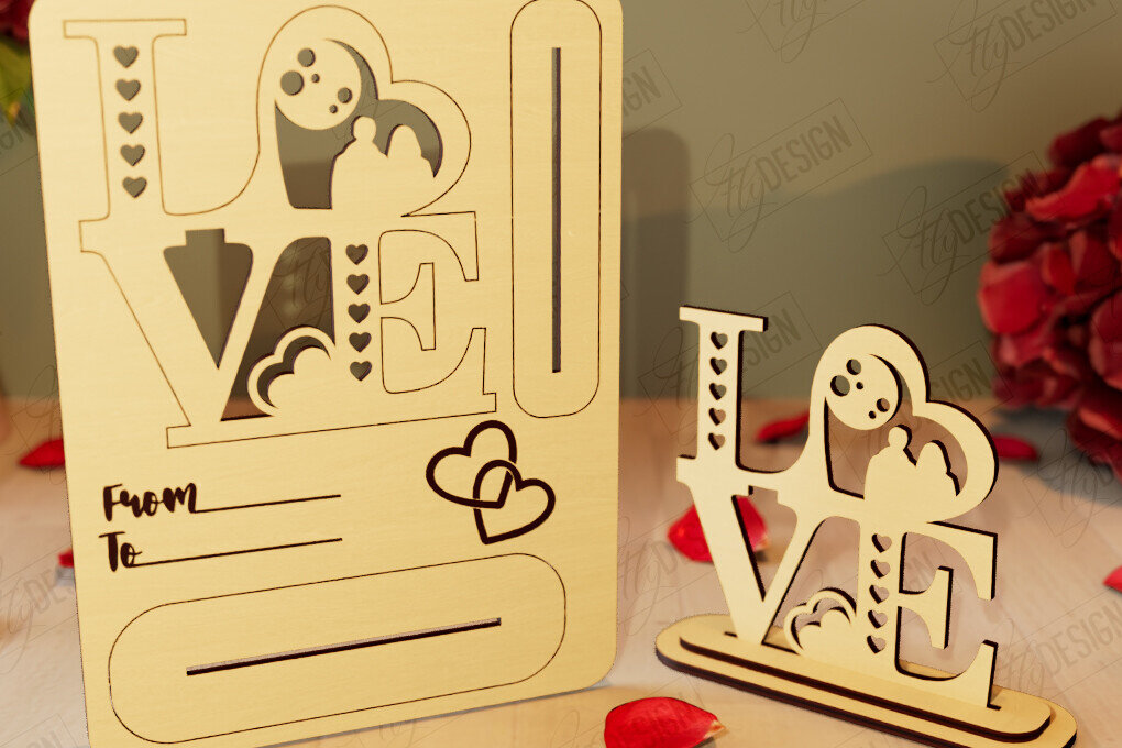 Σετ των 2 Intra απο ξύλο plywood 3mm-4mm πάχος – Ξύλινη όρθια κάρτα για την ημέρα του Αγίου Βαλεντίνου|CNC Δίασταση  20x20 cm INTRAFABR-110261547