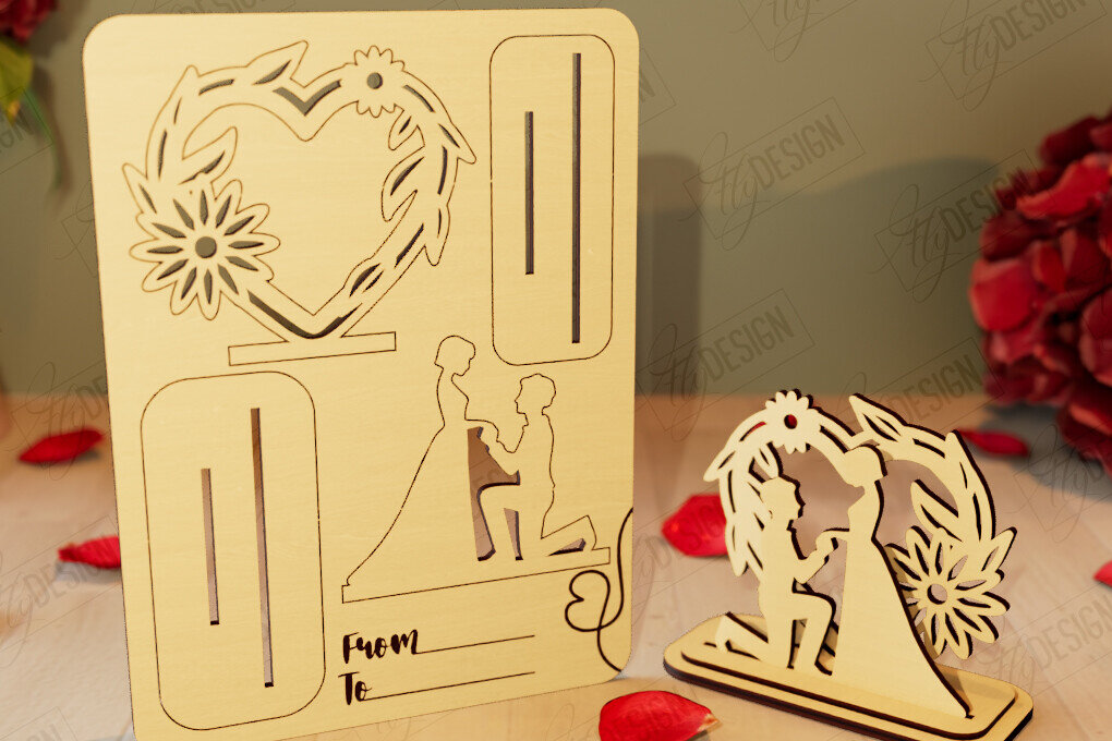 Σετ των 2 Intra απο ξύλο plywood 3mm-4mm πάχος – Ξύλινη όρθια κάρτα για την ημέρα του Αγίου Βαλεντίνου|CNC Δίασταση  20x20 cm INTRAFABR-110261360