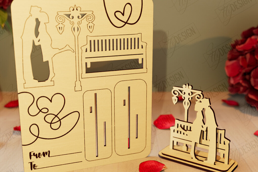 Σετ των 2 Intra απο ξύλο plywood 3mm-4mm πάχος – Ξύλινη όρθια κάρτα για την ημέρα του Αγίου Βαλεντίνου|CNC Δίασταση  20x20 cm INTRAFABR-110261417