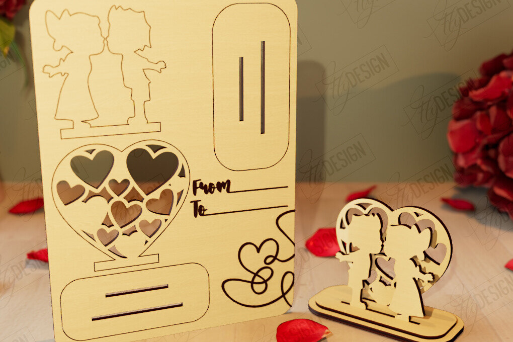 Σετ των 2 Intra απο ξύλο plywood 3mm-4mm πάχος – Ξύλινη όρθια κάρτα για την ημέρα του Αγίου Βαλεντίνου|CNC Δίασταση  20x20 cm INTRAFABR-110261450