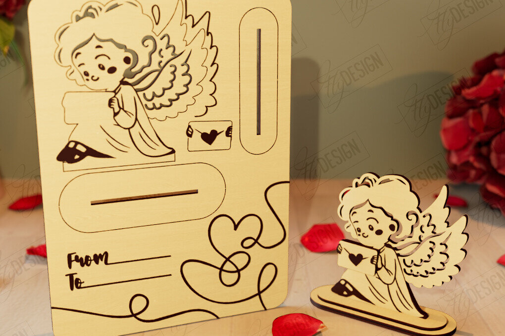 Σετ των 2 Intra απο ξύλο plywood 3mm-4mm πάχος – Ξύλινη όρθια κάρτα για την ημέρα του Αγίου Βαλεντίνου|CNC Δίασταση  20x20 cm INTRAFABR-110261488