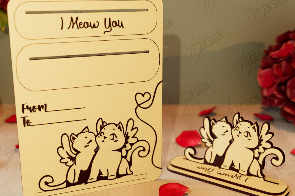 Σετ των 2 Intra απο ξύλο plywood 3mm-4mm πάχος – Ξύλινη όρθια κάρτα για την ημέρα του Αγίου Βαλεντίνου|CNC Δίασταση  20x20 cm INTRAFABR-110261549