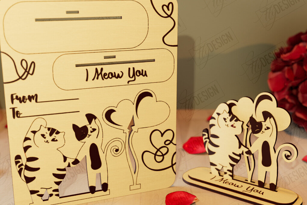 Σετ των 2 Intra απο ξύλο plywood 3mm-4mm πάχος – Ξύλινη όρθια κάρτα για την ημέρα του Αγίου Βαλεντίνου|CNC Δίασταση  20x20 cm INTRAFABR-110261552