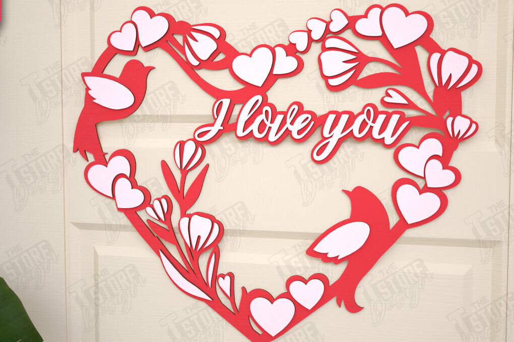 Intra απο ξύλο plywood 3mm-4mm πάχος – Στεφάνι του Αγίου Βαλεντίνου | Διακόσμηση τοίχου |CNC Δίασταση  40x30 cm INTRAFABR-115367422