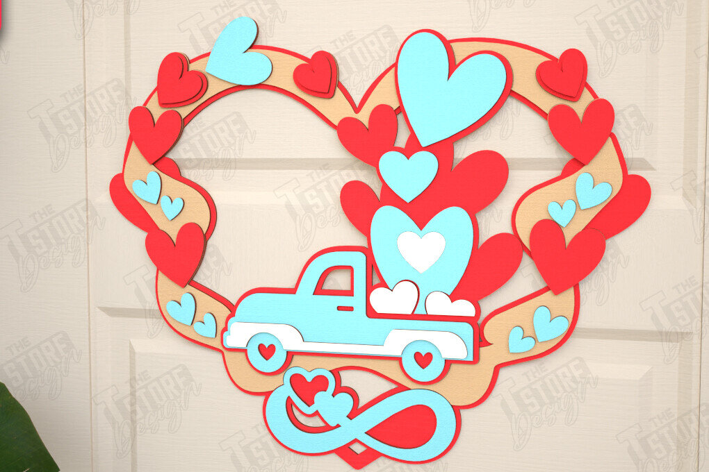 Intra απο ξύλο plywood 3mm-4mm πάχος – Στεφάνι του Αγίου Βαλεντίνου | Διακόσμηση τοίχου |CNC Δίασταση  40x30 cm INTRAFABR-115367472