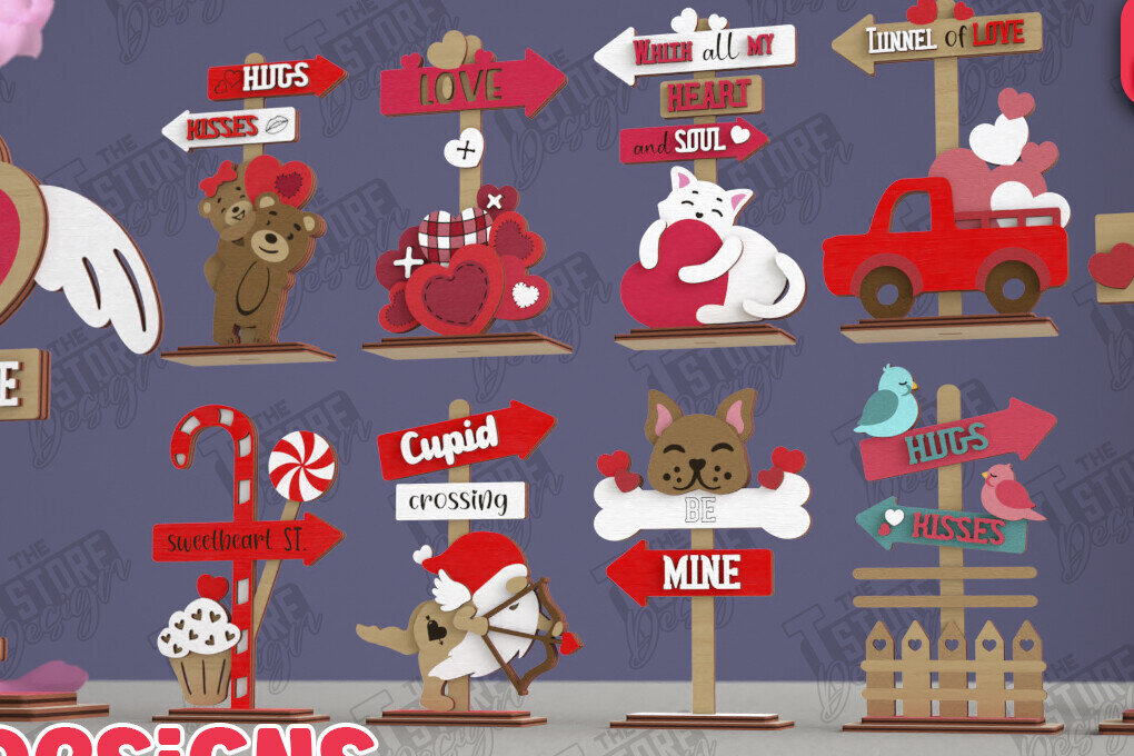 Σετ των 2 Intra απο ξύλο plywood 3mm-4mm πάχος – Πακέτο πινακίδων κατεύθυνσης του Αγίου Βαλεντίνου Δίασταση  20x20 cm INTRAFABR-112629925