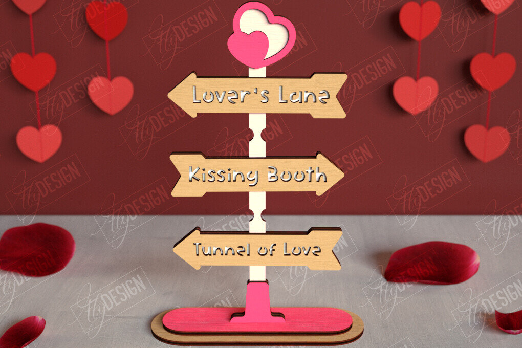 Σετ των 2 Intra απο ξύλο plywood 3mm-4mm πάχος – Πινακίδες κατεύθυνσης του Αγίου Βαλεντίνου | Αργία Δίασταση  20x20 cm INTRAFABR-112654635