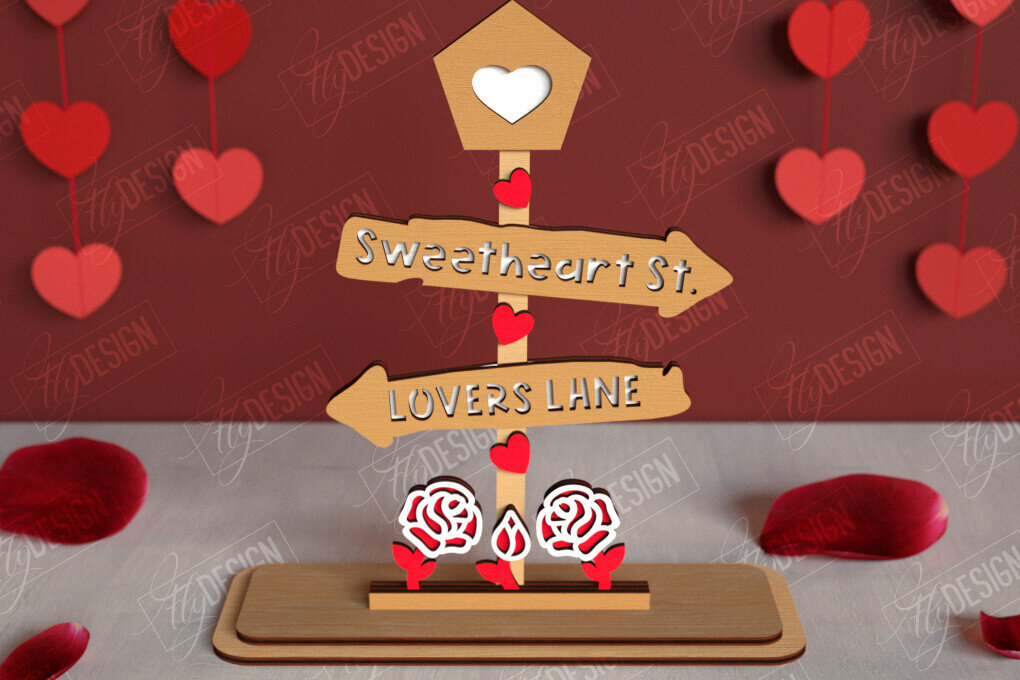 Σετ των 2 Intra απο ξύλο plywood 3mm-4mm πάχος – Πινακίδες κατεύθυνσης του Αγίου Βαλεντίνου | Αργία Δίασταση  20x20 cm INTRAFABR-112654575