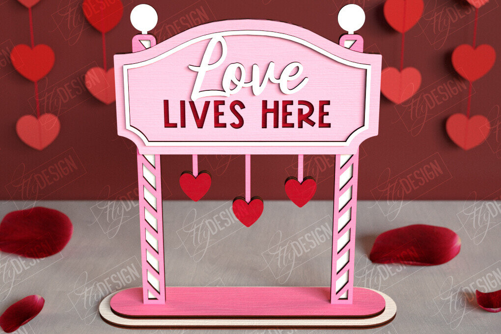 Σετ των 2 Intra απο ξύλο plywood 3mm-4mm πάχος – Πινακίδες κατεύθυνσης του Αγίου Βαλεντίνου | Αργία Δίασταση  20x20 cm INTRAFABR-112654599