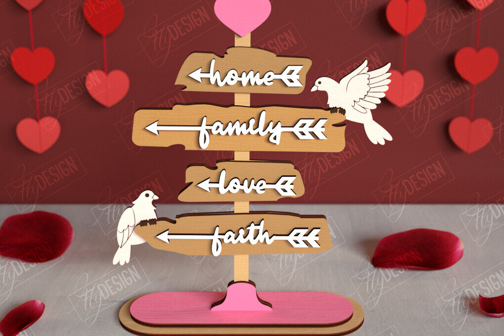 Σετ των 2 Intra απο ξύλο plywood 3mm-4mm πάχος – Πινακίδες κατεύθυνσης του Αγίου Βαλεντίνου | Αργία Δίασταση  20x20 cm INTRAFABR-112654612