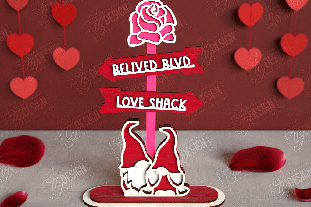 Σετ των 2 Intra απο ξύλο plywood 3mm-4mm πάχος – Πινακίδες κατεύθυνσης του Αγίου Βαλεντίνου | Αργία Δίασταση  20x20 cm INTRAFABR-112654619