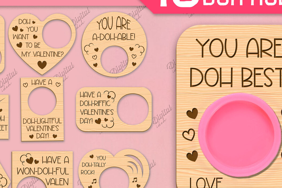 Σετ των 2 Intra απο ξύλο plywood 3mm-4mm πάχος – Πακέτο κοπής με λέιζερ Valentines Doh Holders Δίασταση  20x20 cm INTRAFABR-85067352