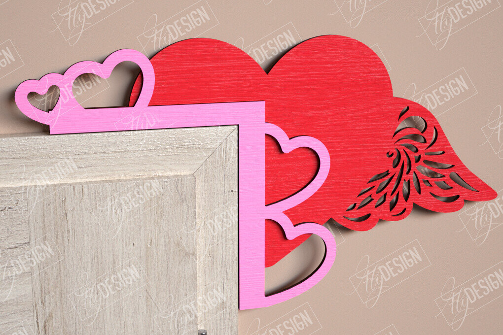 Σετ των 2 Intra απο ξύλο plywood 3mm-4mm πάχος – Γωνιές για τις πόρτες του Αγίου Βαλεντίνου | Διακόσμηση τοίχου Δίασταση  40x30 cm INTRAFABR-110270170