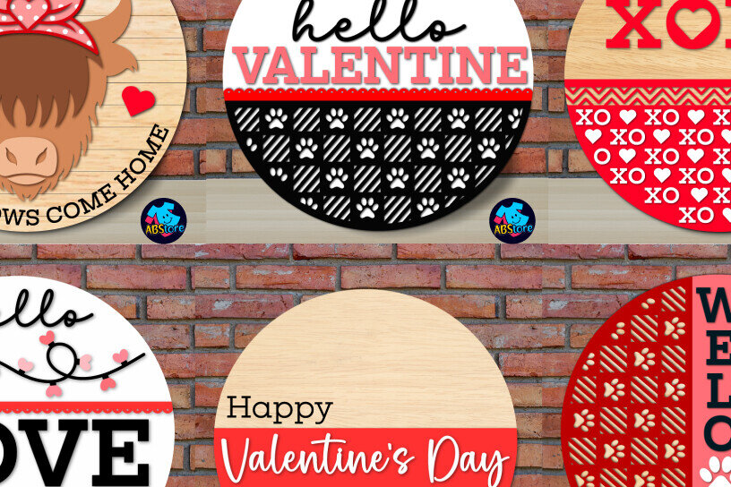 Σετ των 2 Intra απο ξύλο plywood 3mm-4mm πάχος – Πακέτο κοπής με λέιζερ σημάδι πόρτας Αγίου Βαλεντίνου Δίασταση  20x20 cm INTRAFABR-113594417