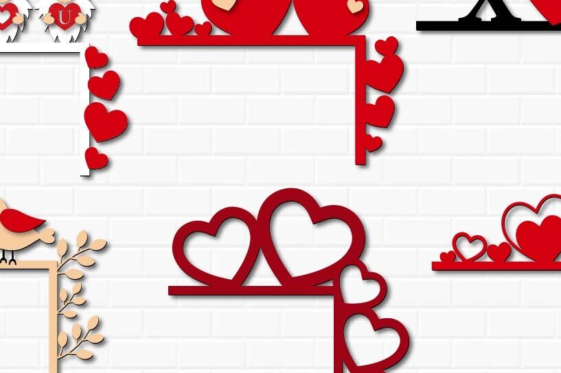 Σετ των 2 Intra απο ξύλο plywood 3mm-4mm πάχος – Πακέτο διακοσμήσεων πόρτας Valentines Corner Δίασταση  20x20 cm INTRAFABR-112993132