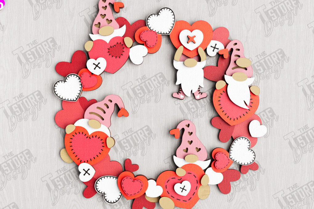 Σετ των 2 Intra απο ξύλο plywood 3mm-4mm πάχος – Στεφάνι για την πόρτα του Αγίου Βαλεντίνου | Διακόσμηση βεράντας Δίασταση  20x20 cm INTRAFABR-112632175