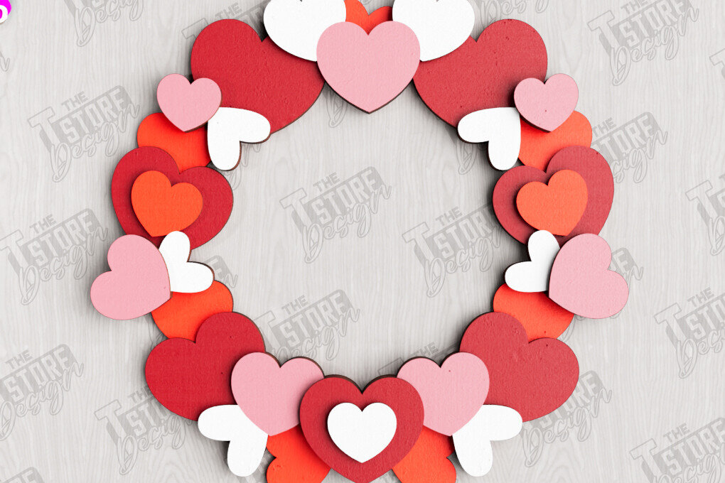 Σετ των 2 Intra απο ξύλο plywood 3mm-4mm πάχος – Στεφάνι για την πόρτα του Αγίου Βαλεντίνου | Διακόσμηση βεράντας Δίασταση  20x20 cm INTRAFABR-112632207