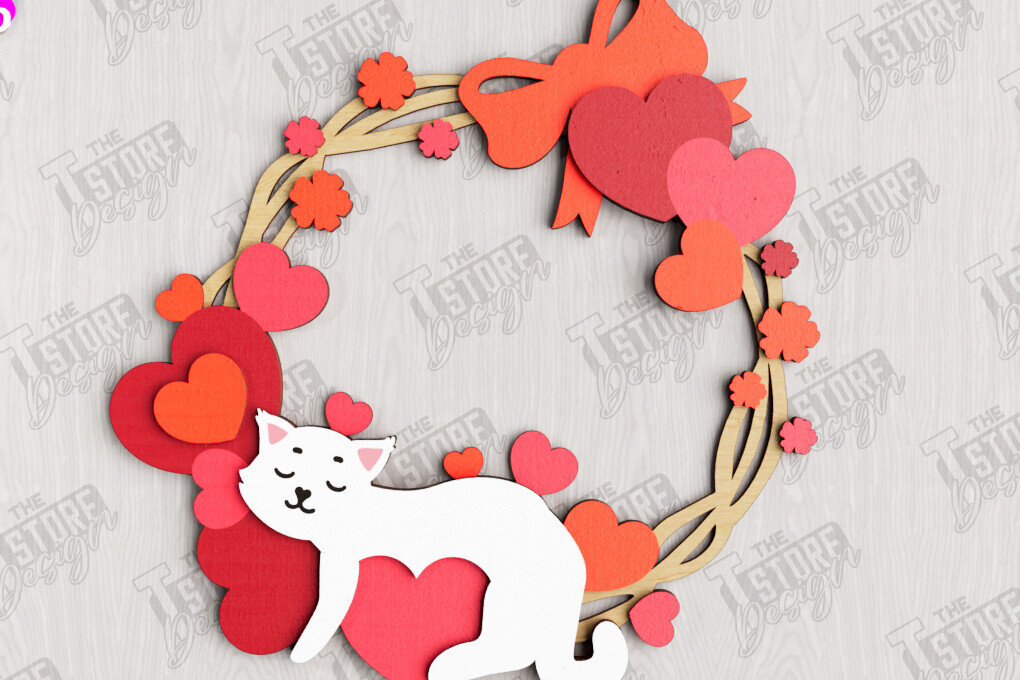 Σετ των 2 Intra απο ξύλο plywood 3mm-4mm πάχος – Στεφάνι για την πόρτα του Αγίου Βαλεντίνου | Διακόσμηση βεράντας Δίασταση  20x20 cm INTRAFABR-112632223