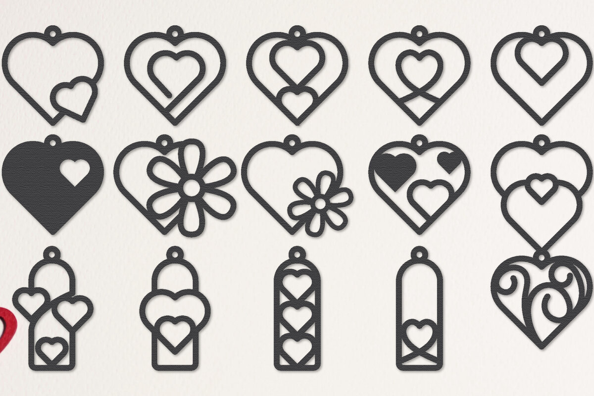 Σετ των 3 Intra απο ξύλο plywood 3mm-4mm πάχος – Πακέτο κοπής με λέιζερ σκουλαρίκι του Αγίου Βαλεντίνου Δίασταση  5x5 cm INTRAFABR-113141387