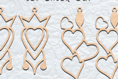 Σετ των 3 Intra απο ξύλο plywood 3mm-4mm πάχος – Κοσμήματα με λέιζερ σκουλαρίκια Valentine’s Earrings Δίασταση  5x5 cm INTRAFABR-56972588