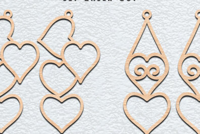 Σετ των 3 Intra απο ξύλο plywood 3mm-4mm πάχος – Κοσμήματα με λέιζερ σκουλαρίκια Valentine’s Earrings Δίασταση  5x5 cm INTRAFABR-56972595