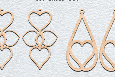 Σετ των 3 Intra απο ξύλο plywood 3mm-4mm πάχος – Κοσμήματα με λέιζερ σκουλαρίκια Valentine’s Earrings Δίασταση  5x5 cm INTRAFABR-56972603