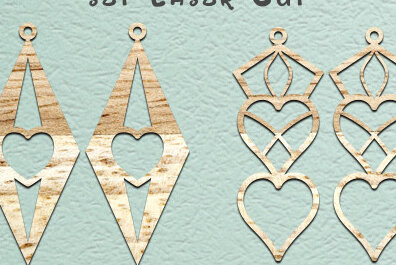 Σετ των 3 Intra απο ξύλο plywood 3mm-4mm πάχος – Κοσμήματα με λέιζερ σκουλαρίκια Valentine’s Earrings Δίασταση  5x5 cm INTRAFABR-56972550