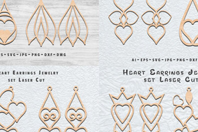 Σετ των 3 Intra απο ξύλο plywood 3mm-4mm πάχος – Σκουλαρίκια Valentine’s Cut BUNDLE Δίασταση  5x5 cm INTRAFABR-57622356