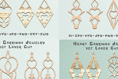 Σετ των 3 Intra απο ξύλο plywood 3mm-4mm πάχος – Σκουλαρίκια Valentine’s Cut BUNDLE Δίασταση  5x5 cm INTRAFABR-57622351