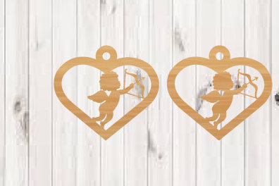 Σετ των 3 Intra απο ξύλο plywood 3mm-4mm πάχος – Σκουλαρίκια Αγίου Βαλεντίνου Αρχεία κοπής με λέιζερ Δίασταση  5x5 cm INTRAFABR-90600032