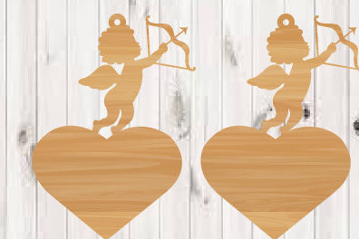 Σετ των 3 Intra απο ξύλο plywood 3mm-4mm πάχος – Σκουλαρίκια Αγίου Βαλεντίνου Αρχεία κοπής με λέιζερ Δίασταση  5x5 cm INTRAFABR-90600727