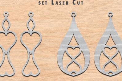 Σετ των 3 Intra απο ξύλο plywood 3mm-4mm πάχος – Σκουλαρίκια Valentine’s Earrings Δίασταση  5x5 cm INTRAFABR-57101112