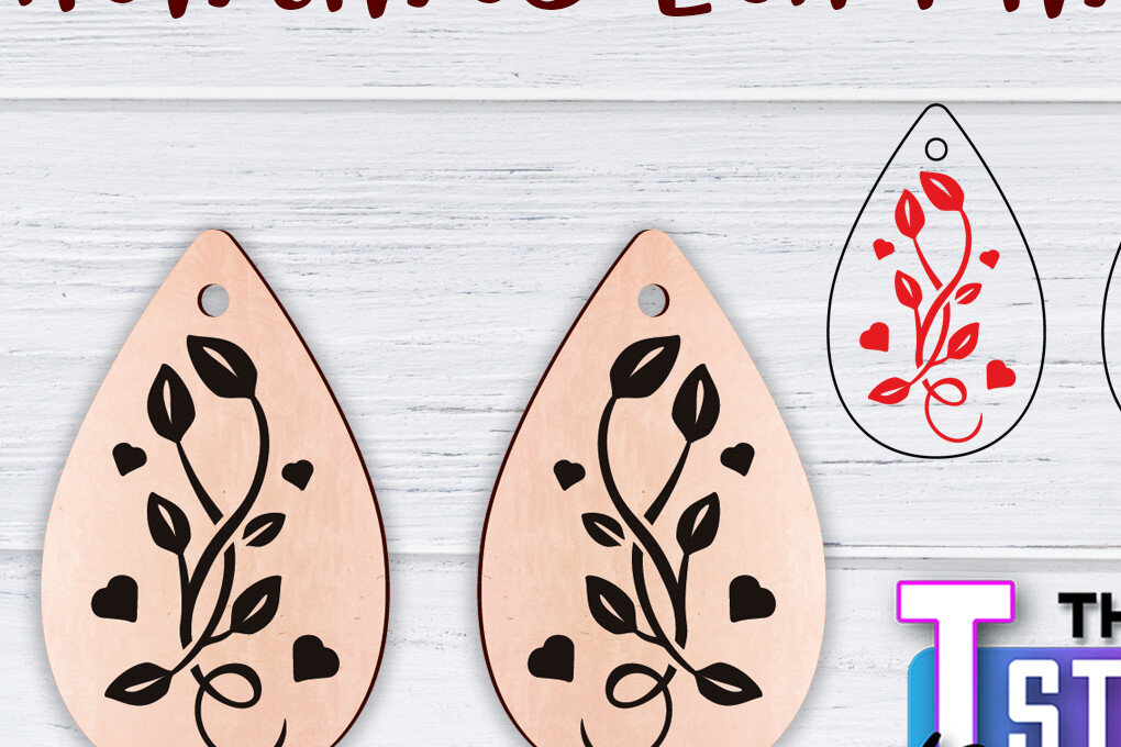 Σετ των 3 Intra απο ξύλο plywood 3mm-4mm πάχος – Σκουλαρίκια Valentine's | Δίασταση  5x5 cm INTRAFABR-49499936