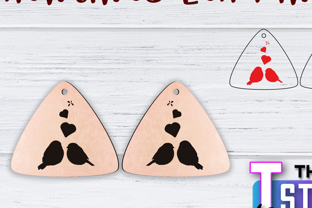 Σετ των 3 Intra απο ξύλο plywood 3mm-4mm πάχος – Σκουλαρίκια Valentine's | Δίασταση  5x5 cm INTRAFABR-49500043