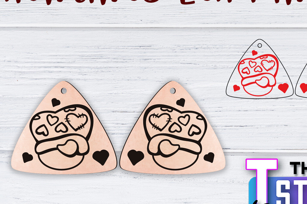 Σετ των 3 Intra απο ξύλο plywood 3mm-4mm πάχος – Σκουλαρίκια Valentine's | Δίασταση  5x5 cm INTRAFABR-49500204