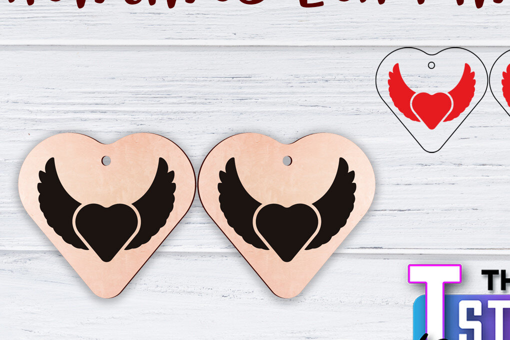 Σετ των 3 Intra απο ξύλο plywood 3mm-4mm πάχος – Σκουλαρίκια Valentine's | Δίασταση  5x5 cm INTRAFABR-49500280