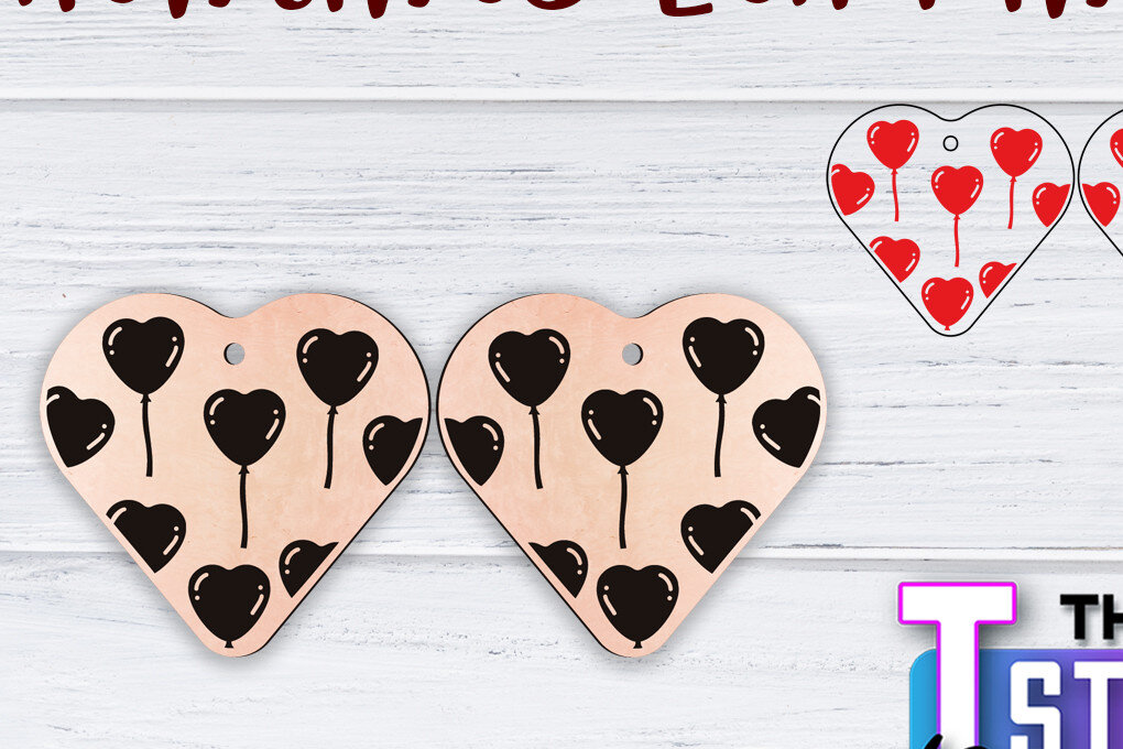 Σετ των 3 Intra απο ξύλο plywood 3mm-4mm πάχος – Σκουλαρίκια Valentine's | Δίασταση  5x5 cm INTRAFABR-49500523