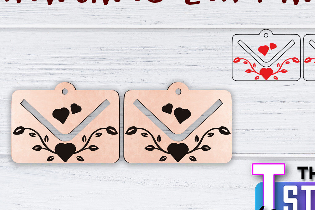 Σετ των 3 Intra απο ξύλο plywood 3mm-4mm πάχος – Σκουλαρίκια Valentine's | Δίασταση  5x5 cm INTRAFABR-49500587