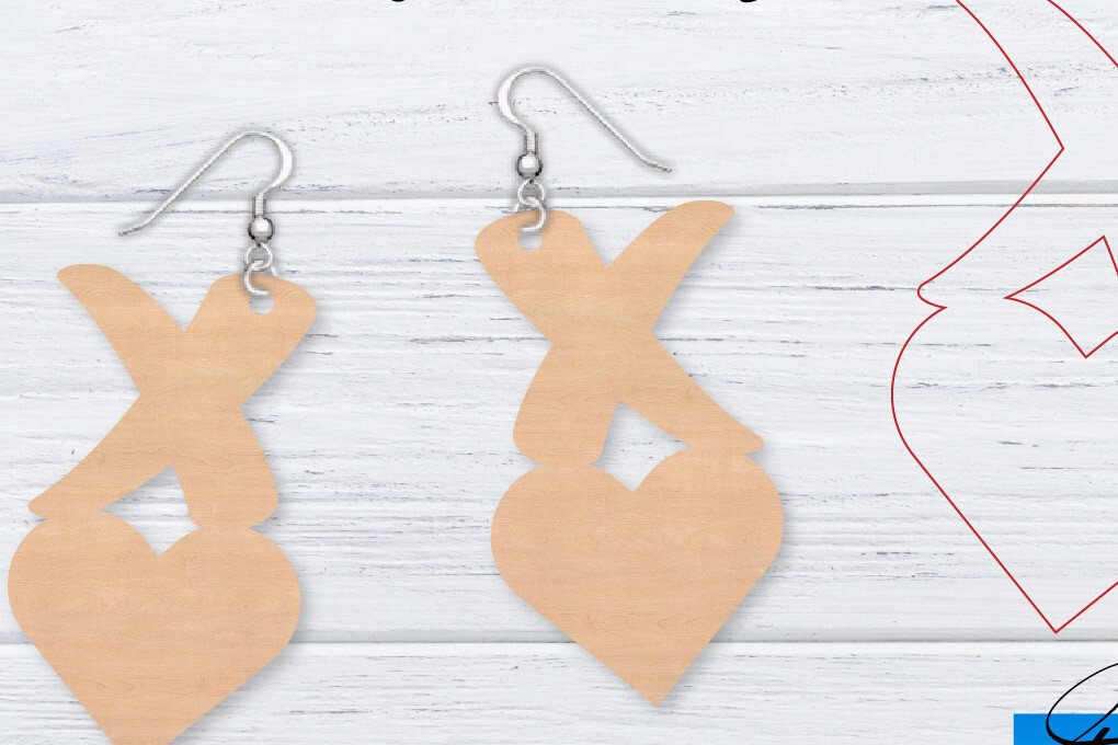 Σετ των 3 Intra απο ξύλο plywood 3mm-4mm πάχος – Σκουλαρίκια Valentine's | Δίασταση  5x5 cm INTRAFABR-49759577